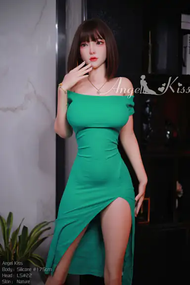 Noelle - AK175cm+S#22 wearing green dress short hair woman silicone doll